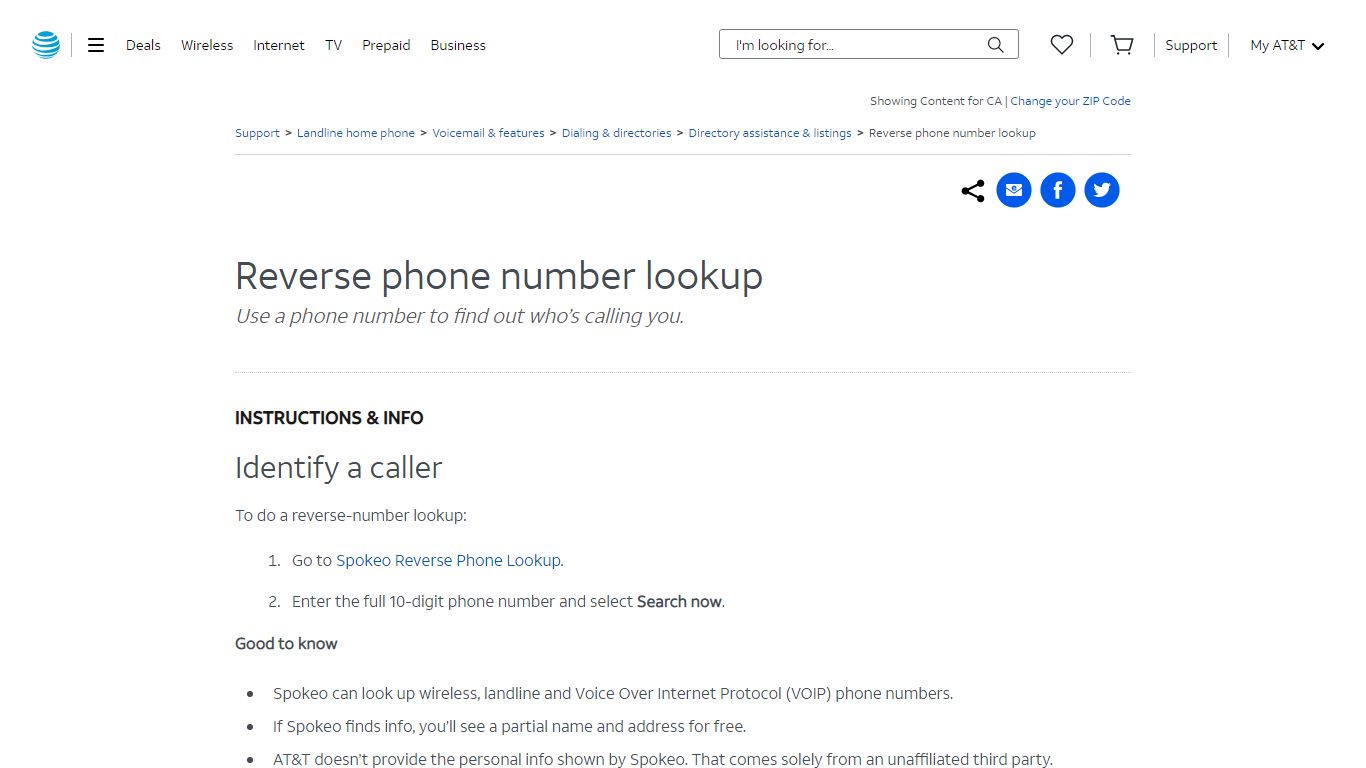 Reverse Phone Number Lookup - AT&T Home phone Customer Support